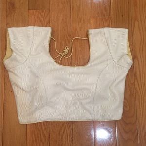 Cream Saree Blouse w/ Gold Piping Detail